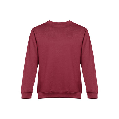 THC DELTA promotional sweatshirt in burgundy (detail view) with custom logo branding