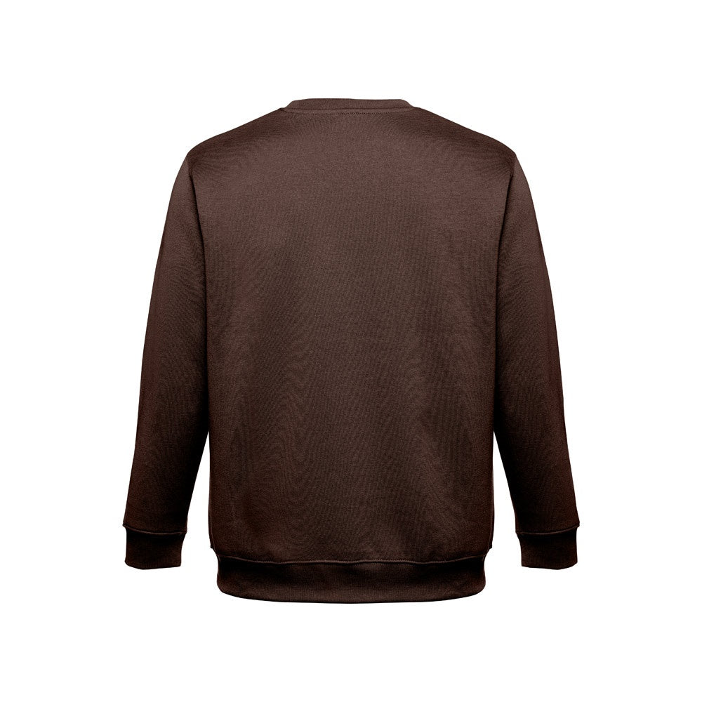THC DELTA promotional sweatshirt in dark brown (detail view) with custom logo branding