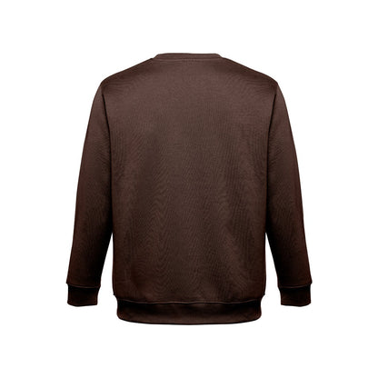 THC DELTA promotional sweatshirt in dark brown (detail view) with custom logo branding