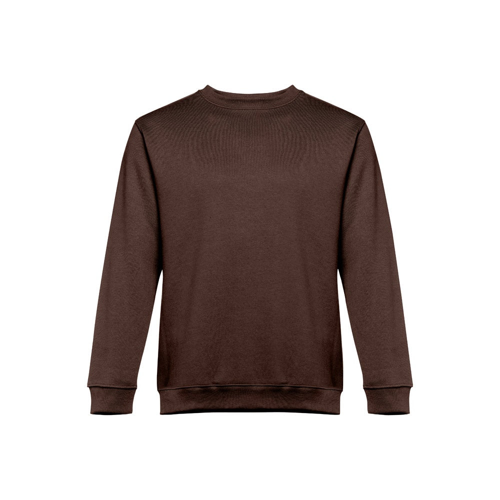 THC DELTA promotional sweatshirt in dark brown with custom logo branding