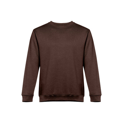 THC DELTA promotional sweatshirt in dark brown with custom logo branding