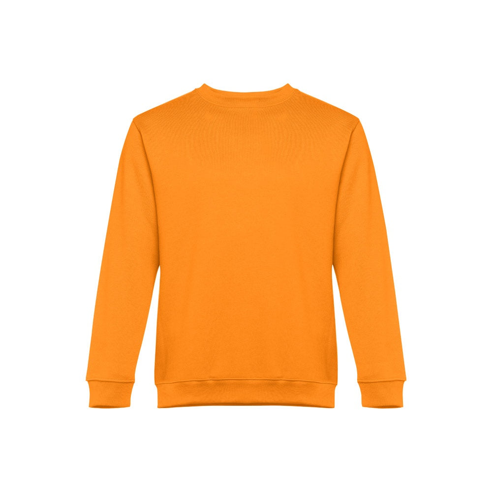 THC DELTA promotional sweatshirt in orange (detail view) with custom logo branding