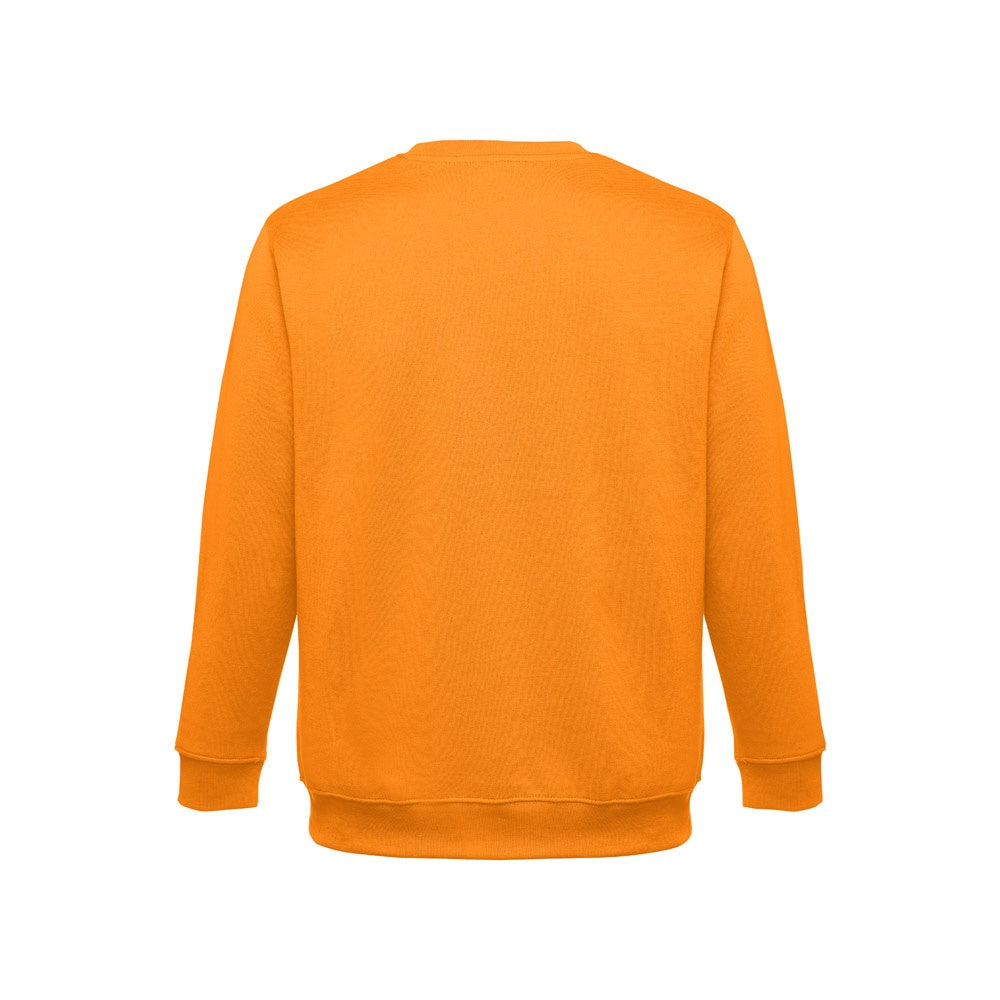 THC DELTA promotional sweatshirt in orange (detail view) with custom logo branding