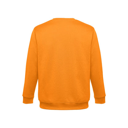 THC DELTA promotional sweatshirt in orange (detail view) with custom logo branding