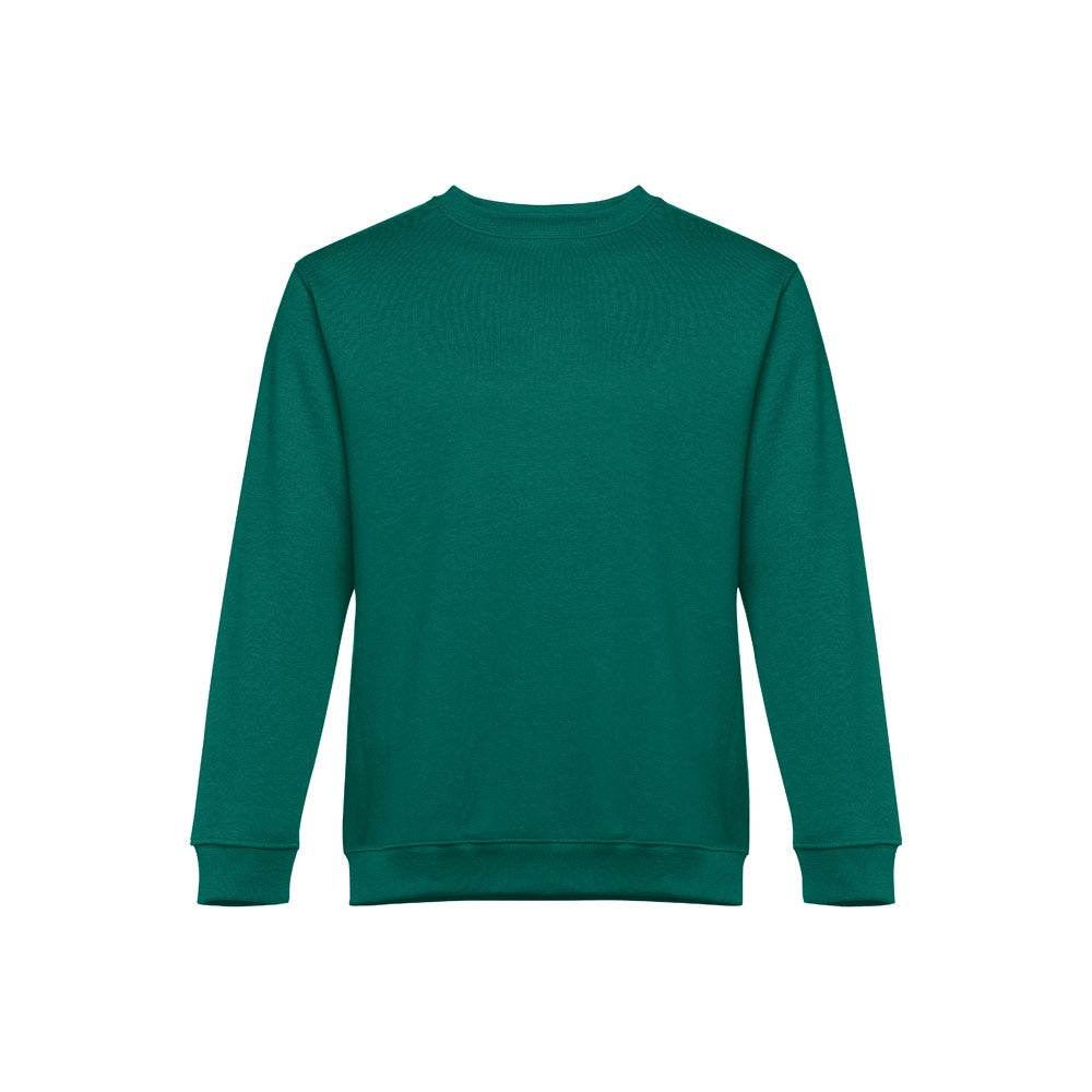 THC DELTA promotional sweatshirt in dark green (detail view) with custom logo branding