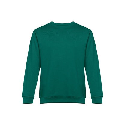 THC DELTA promotional sweatshirt in dark green (detail view) with custom logo branding