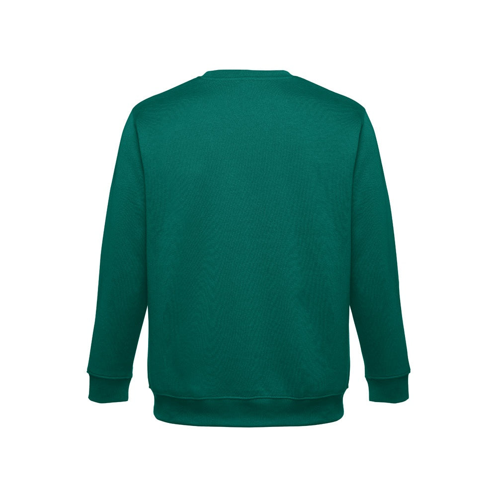 THC DELTA promotional sweatshirt in dark green (detail view) with custom logo branding