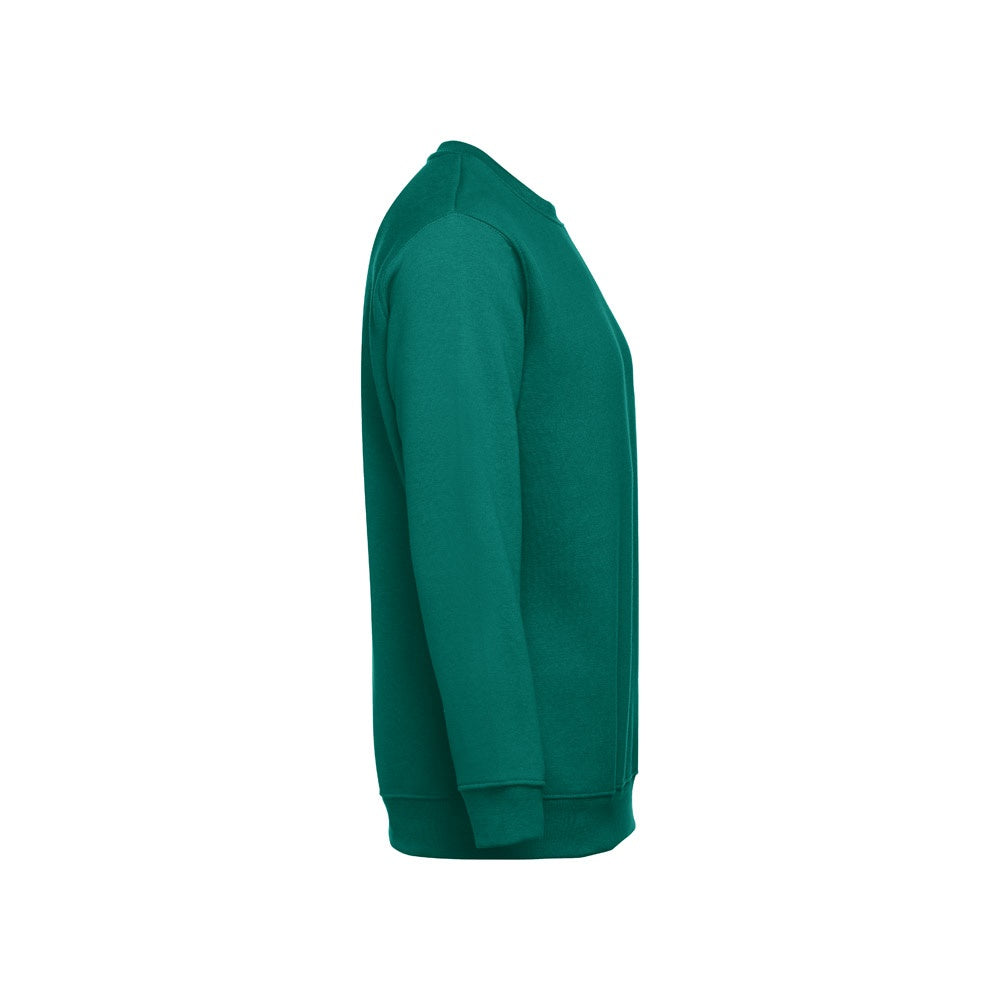THC DELTA promotional sweatshirt in dark green (detail view) with custom logo branding