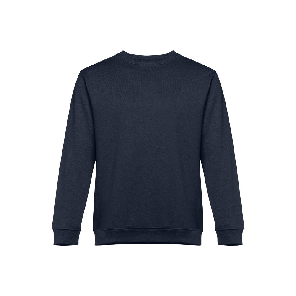 THC DELTA promotional sweatshirt in navy blue (detail view) with custom logo branding