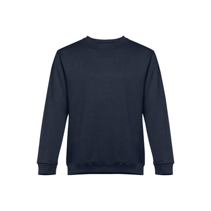 THC DELTA promotional sweatshirt in navy blue (detail view) with custom logo branding