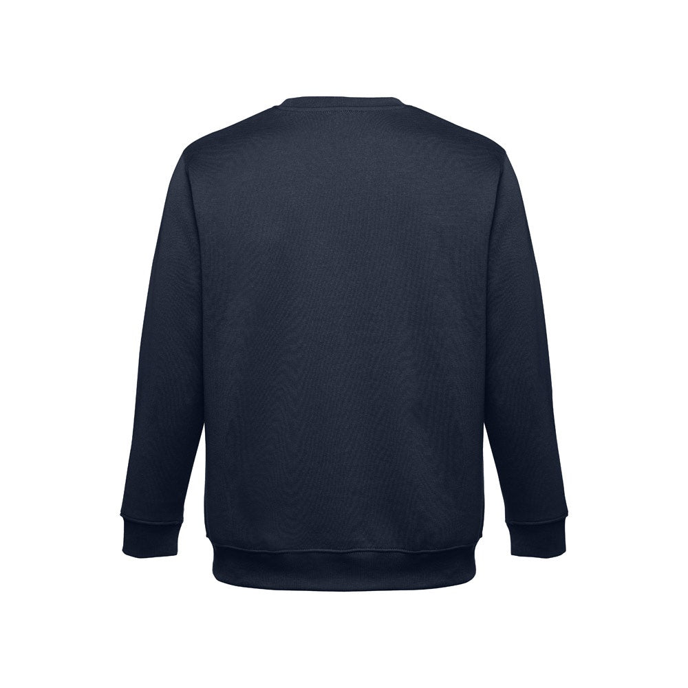 THC DELTA promotional sweatshirt in navy blue (detail view) with custom logo branding