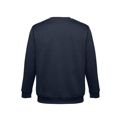 THC DELTA promotional sweatshirt in navy blue (detail view) with custom logo branding