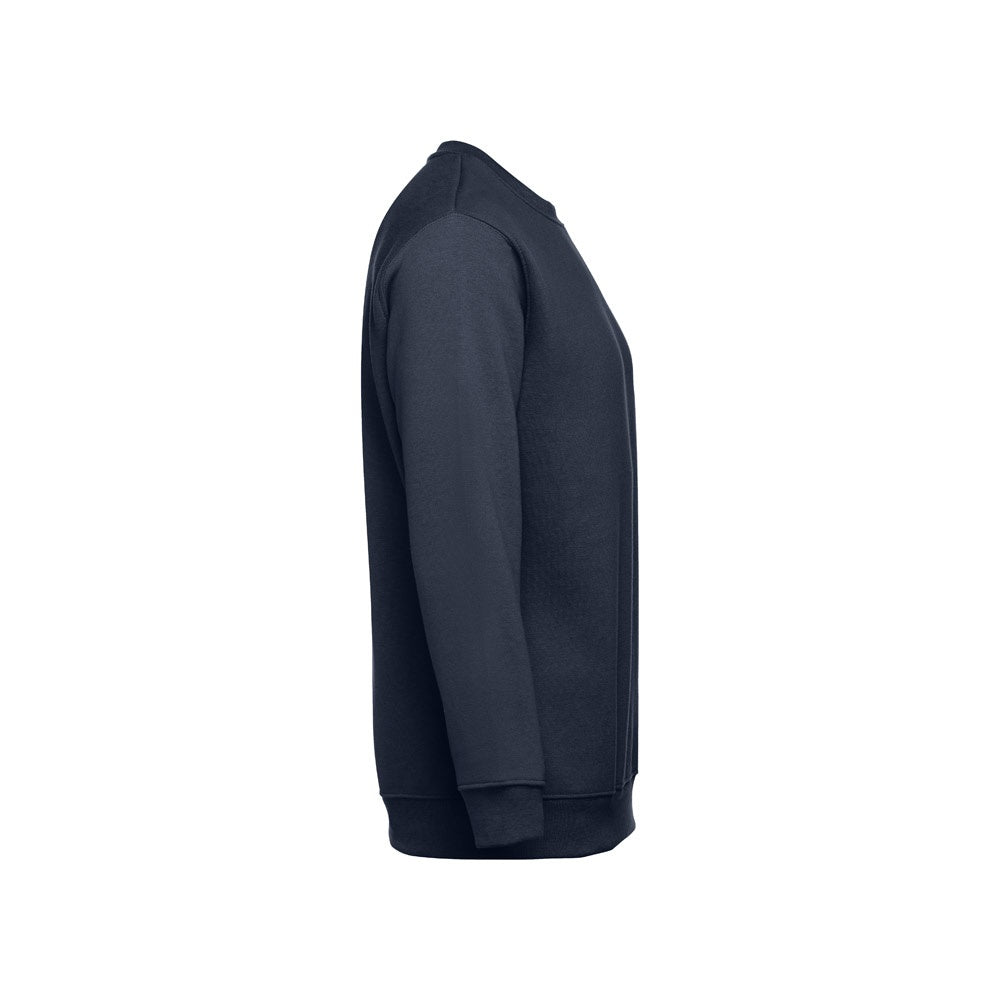 THC DELTA promotional sweatshirt in navy blue (detail view) with custom logo branding