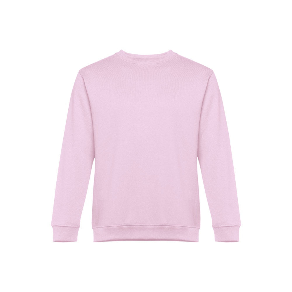 THC DELTA promotional sweatshirt in lilac (detail view) with custom logo branding
