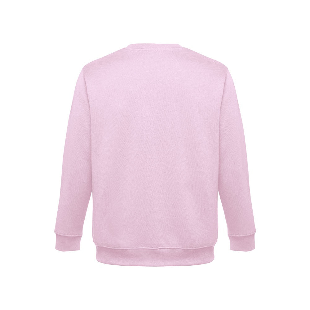THC DELTA promotional sweatshirt in lilac (detail view) with custom logo branding