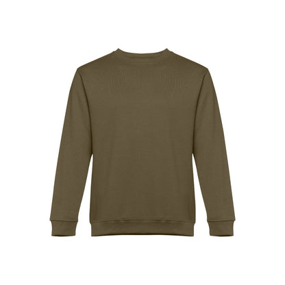 THC DELTA promotional sweatshirt in army green (detail view) with custom logo branding