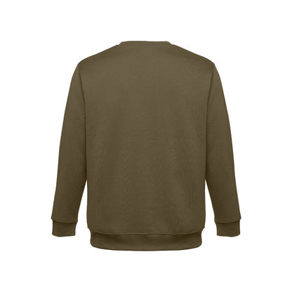 THC DELTA promotional sweatshirt in army green (detail view) with custom logo branding