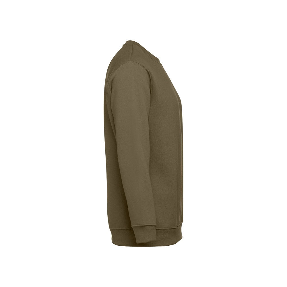 THC DELTA promotional sweatshirt in army green (detail view) with custom logo branding