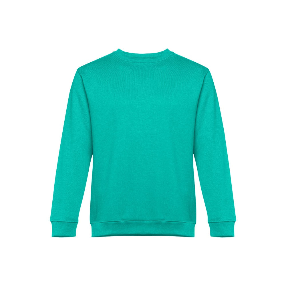 THC DELTA promotional sweatshirt in turquoise green with custom logo branding