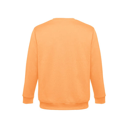 THC DELTA promotional sweatshirt in coral orange (detail view) with custom logo branding