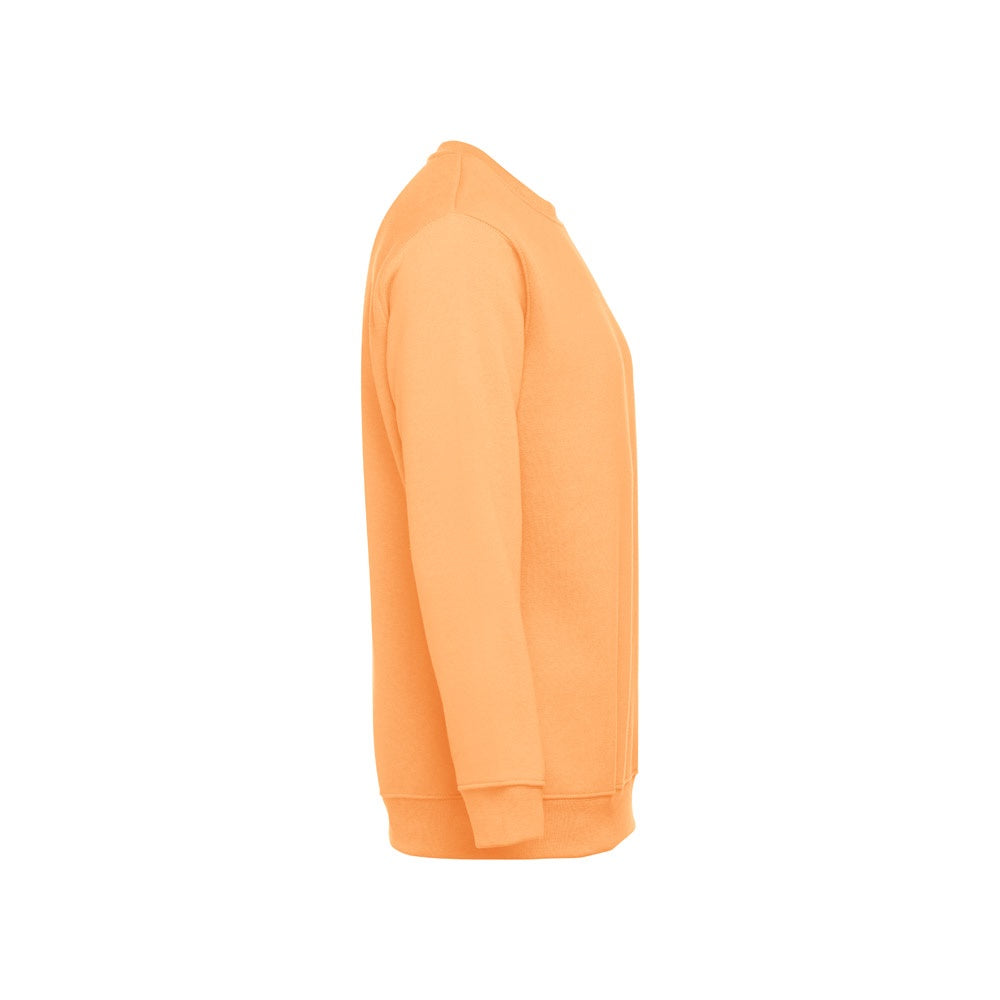 THC DELTA promotional sweatshirt in coral orange (detail view) with custom logo branding