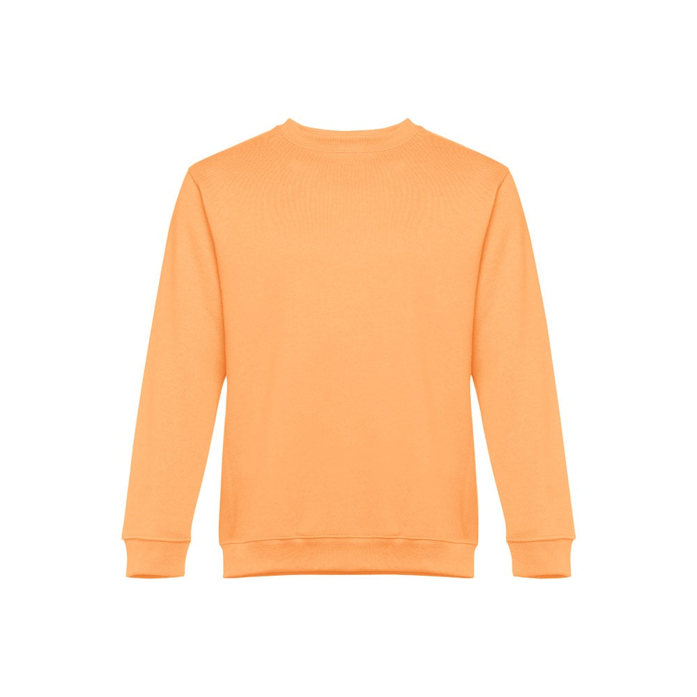 THC DELTA promotional sweatshirt in coral orange with custom logo branding