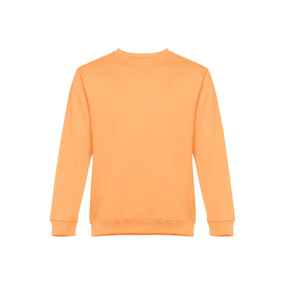 THC DELTA promotional sweatshirt in coral orange with custom logo branding