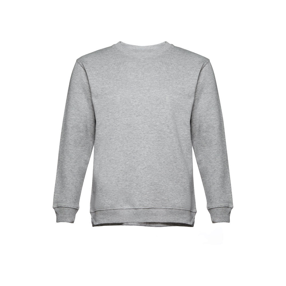 THC DELTA promotional sweatshirt in heather light grey (detail view) with custom logo branding