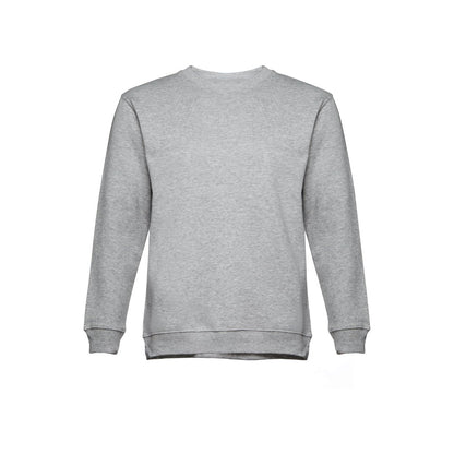 THC DELTA promotional sweatshirt in heather light grey (detail view) with custom logo branding