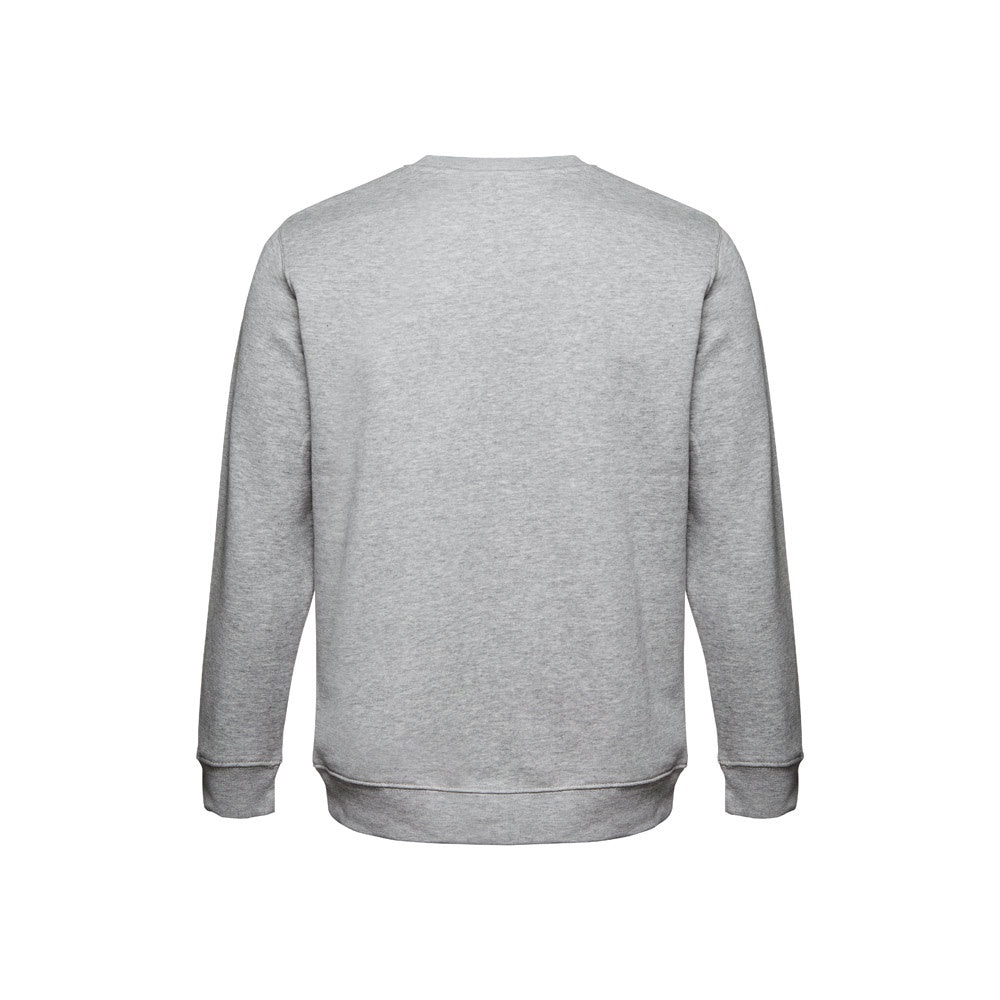 THC DELTA promotional sweatshirt in heather light grey (detail view) with custom logo branding