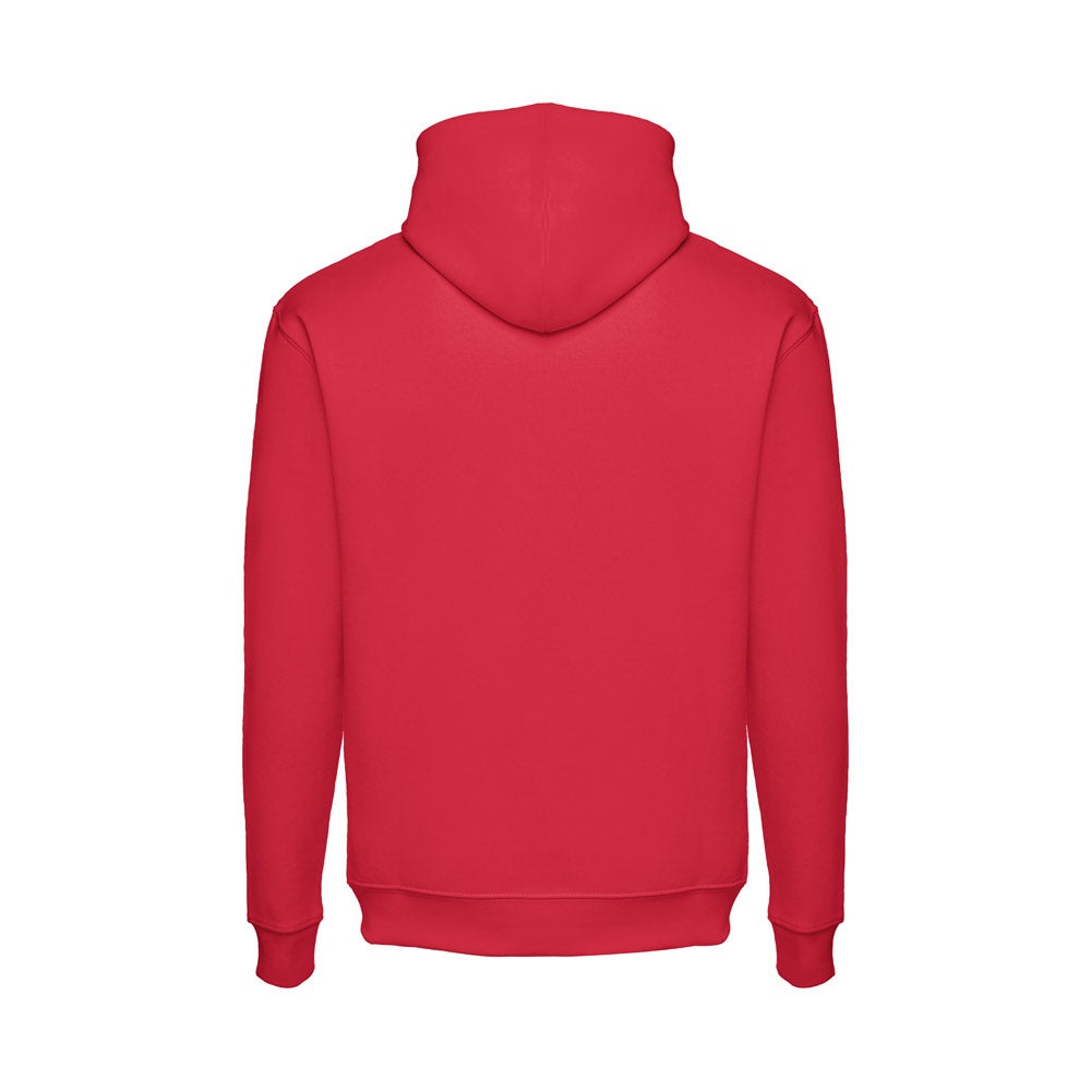 THC PHOENIX promotional hoodie in red (detail view) with custom logo branding