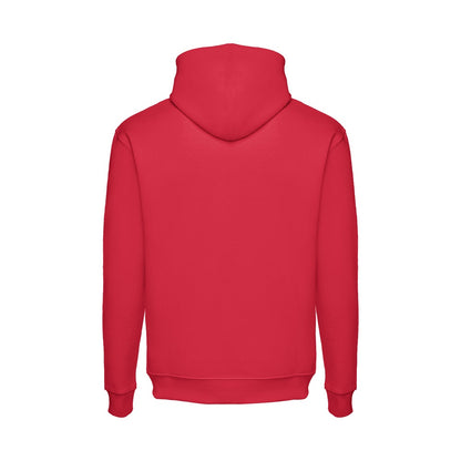THC PHOENIX promotional hoodie in red (detail view) with custom logo branding