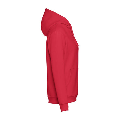 THC PHOENIX promotional hoodie in red (detail view) with custom logo branding