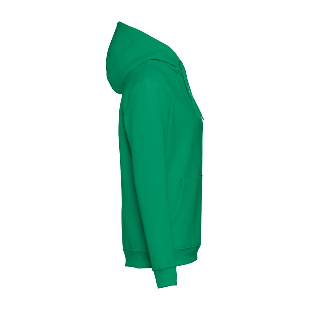 THC PHOENIX promotional hoodie in green (detail view) with custom logo branding