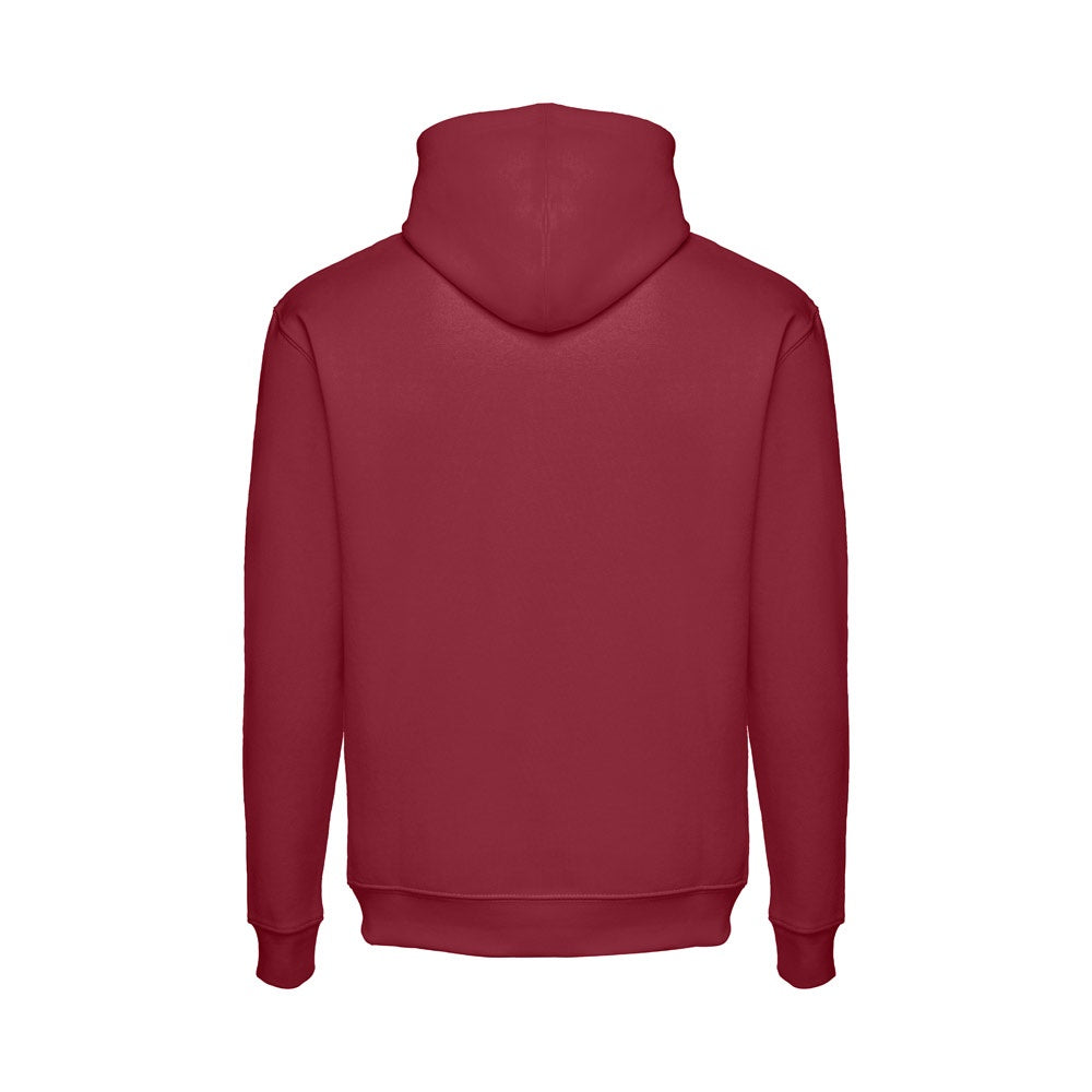 THC PHOENIX promotional hoodie in burgundy (detail view) with custom logo branding