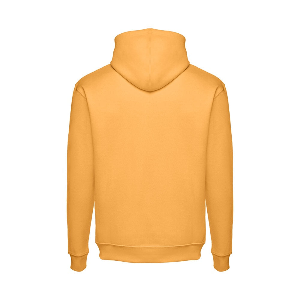 THC PHOENIX promotional hoodie in dark yellow (detail view) with custom logo branding