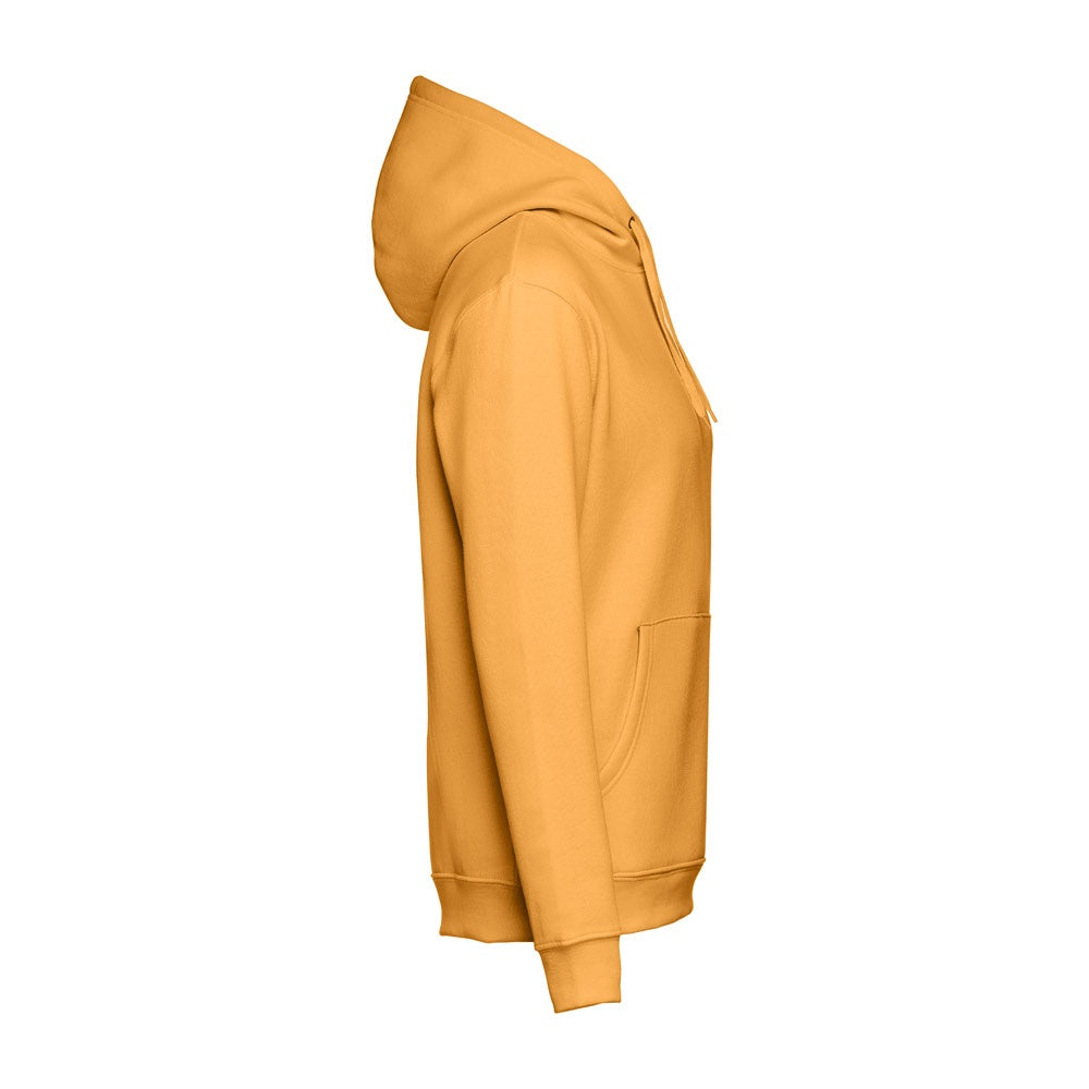 THC PHOENIX promotional hoodie in dark yellow (detail view) with custom logo branding