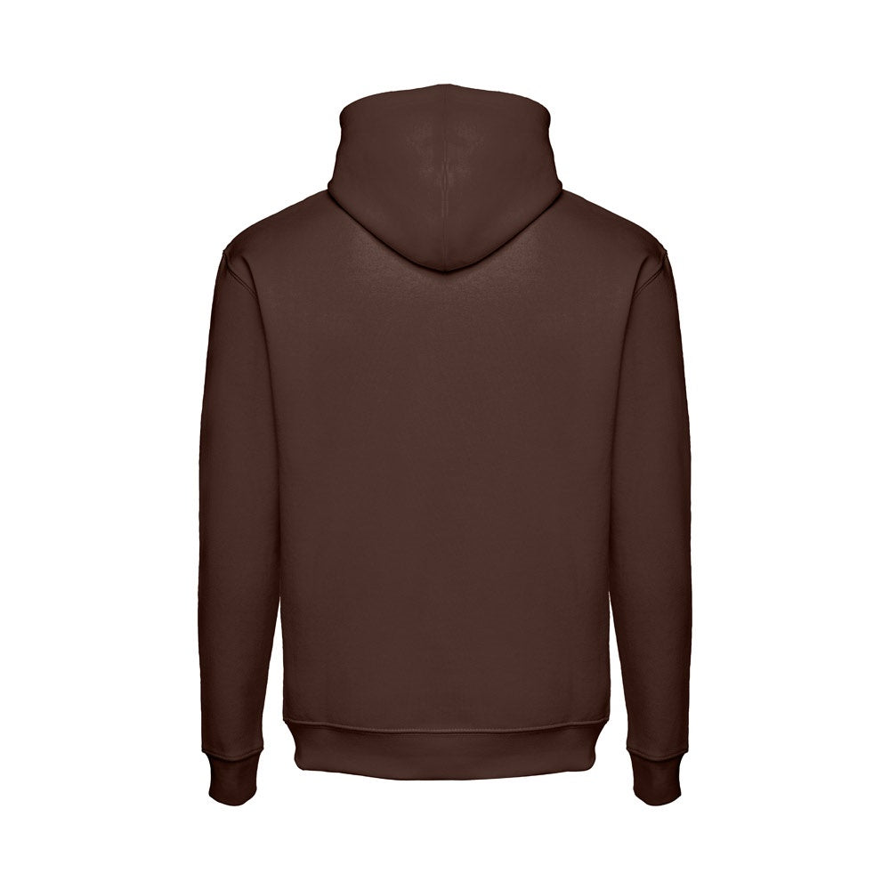THC PHOENIX promotional hoodie in dark brown (detail view) with custom logo branding