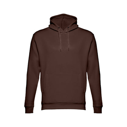 THC PHOENIX promotional hoodie in dark brown with custom logo branding