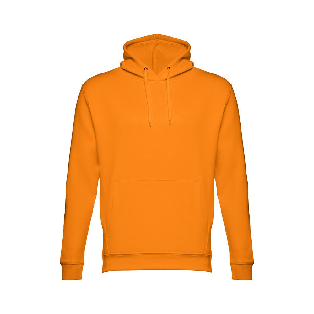 THC PHOENIX promotional hoodie in orange (detail view) with custom logo branding