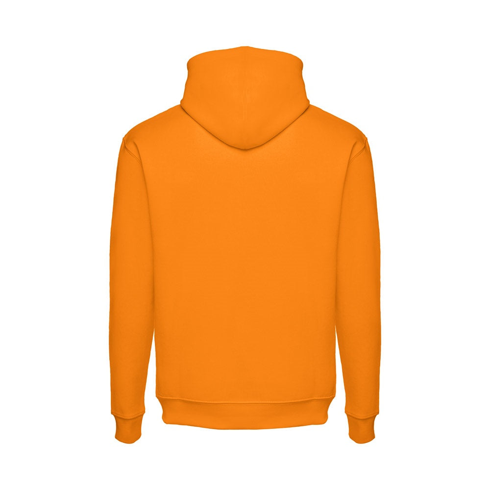 THC PHOENIX promotional hoodie in orange (detail view) with custom logo branding