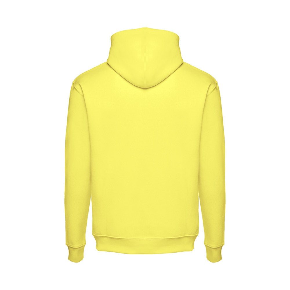 THC PHOENIX promotional hoodie in lime yellow (detail view) with custom logo branding
