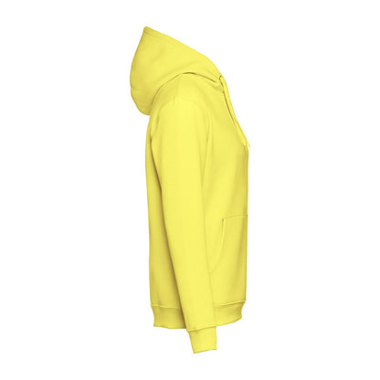 THC PHOENIX promotional hoodie in lime yellow (detail view) with custom logo branding