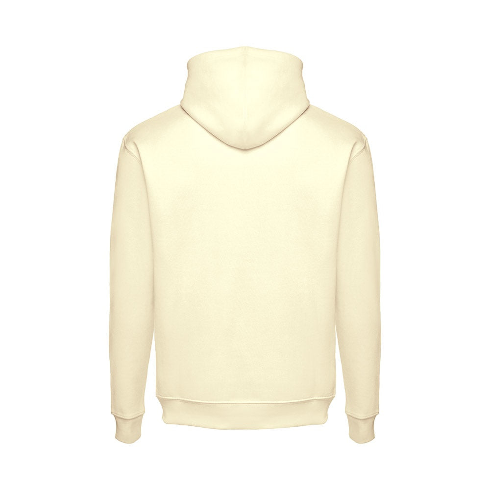 THC PHOENIX promotional hoodie in pastel yellow (detail view) with custom logo branding