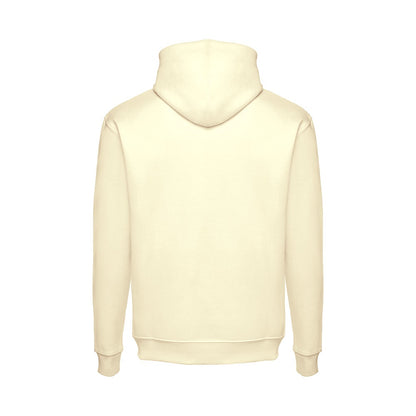 THC PHOENIX promotional hoodie in pastel yellow (detail view) with custom logo branding