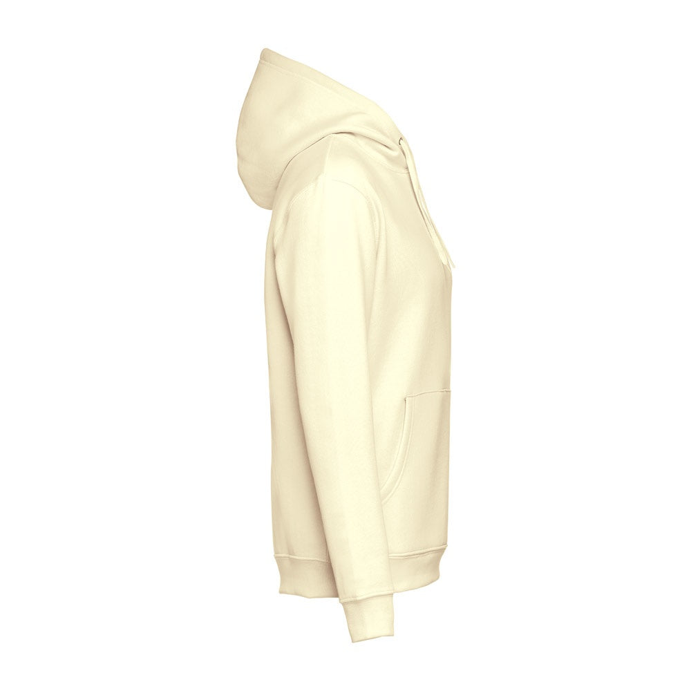 THC PHOENIX promotional hoodie in pastel yellow (detail view) with custom logo branding