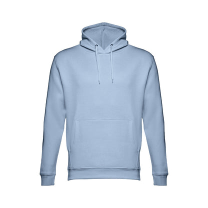 THC PHOENIX promotional hoodie in pastel blue with custom logo branding