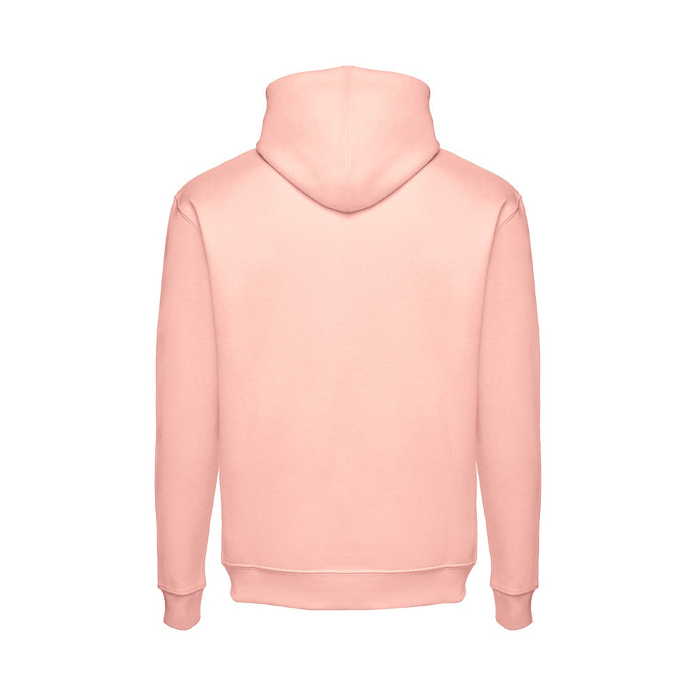 THC PHOENIX promotional hoodie in salmon (detail view) with custom logo branding