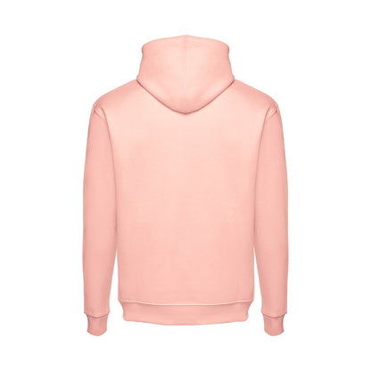 THC PHOENIX promotional hoodie in salmon (detail view) with custom logo branding