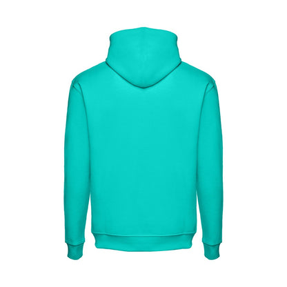THC PHOENIX promotional hoodie in turquoise green (detail view) with custom logo branding